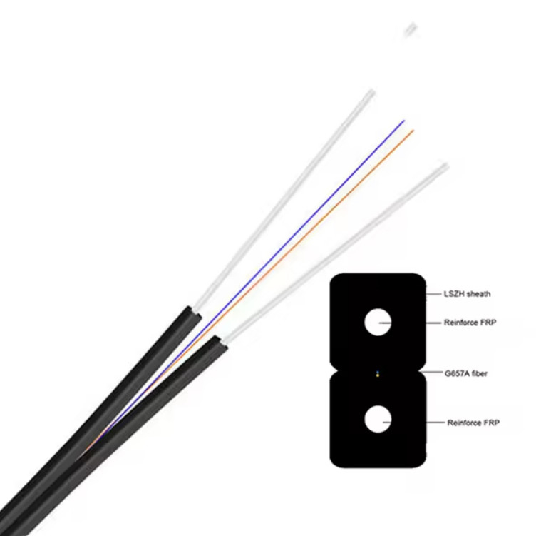 FTTH Drop Cable Single Mode 1-2 Cores GJXFH FRP Прочность член