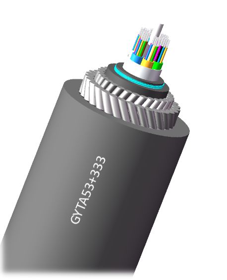 GYTA53+333 Прямая погруженная волоконно-оптическая кабель 2-144 ядра Двойная стальная проволока бронированная